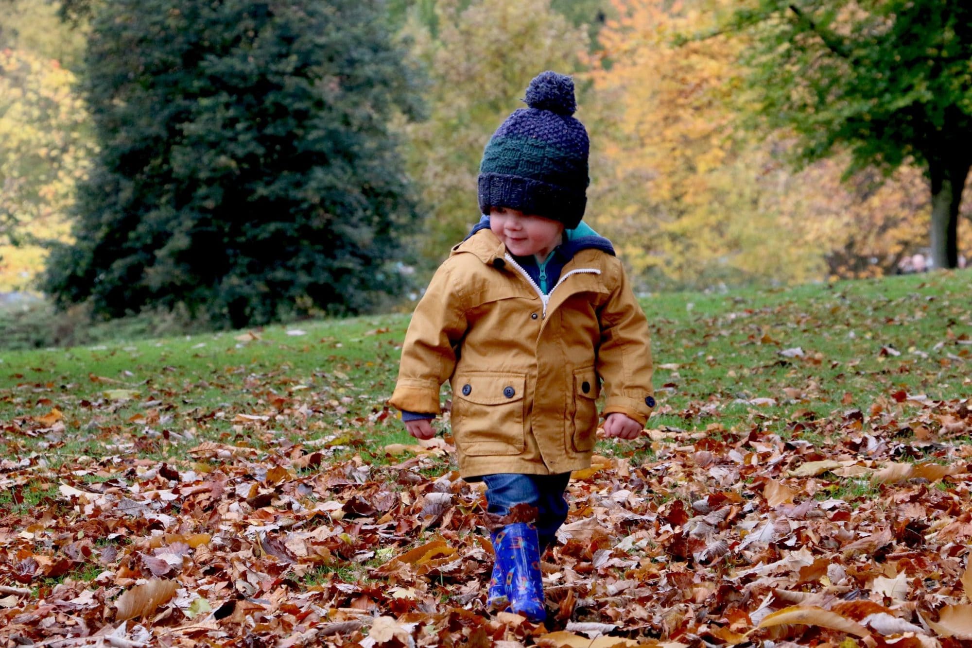 child walking outside