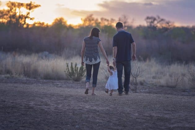 family outdoors in nature