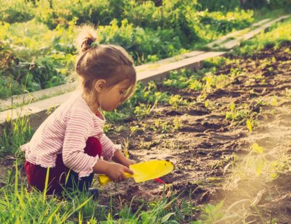 child playing in dirt