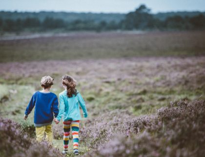 children walking outdoors