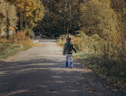 boy walking in nature