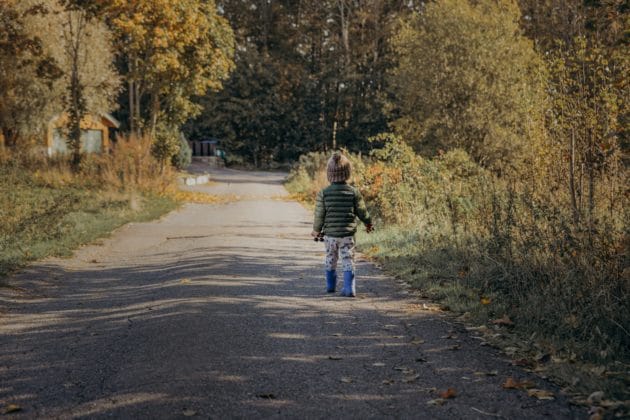 boy walking in nature