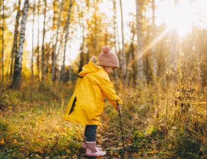 child mushroom hunting