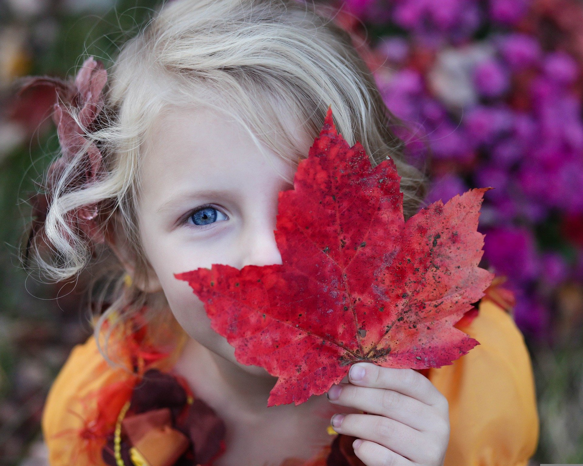 girl holding a leaf